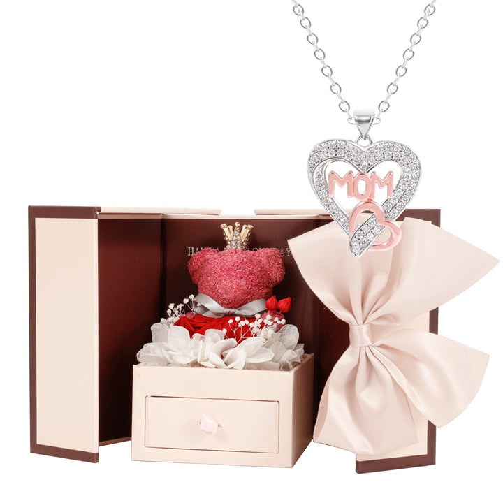 MOM Halskette & Rosen Bär Geschenk-Set
