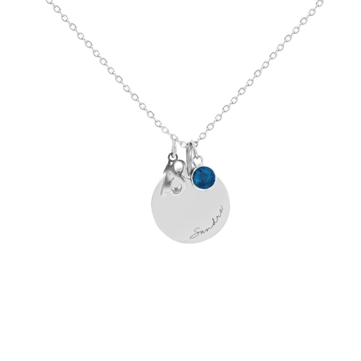 Personalisierte Sterling Silber Halskette - Alter & Geburtsstein