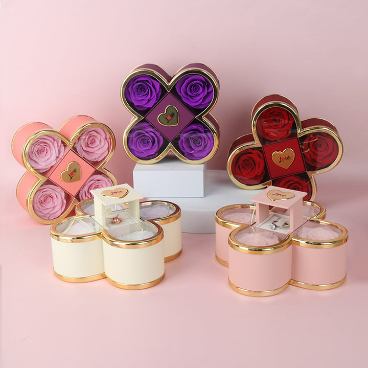 14k Weißgold Halskette - Mit echter Rose - An meinen Schatz