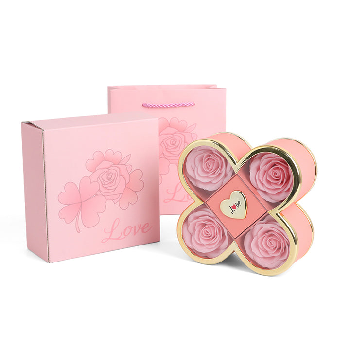 14k Weißgold Halskette - Mit echter Rose - An meinen Schatz