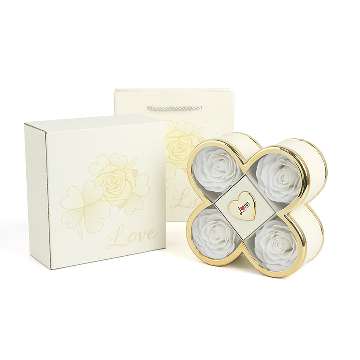 14k Weißgold Halskette - Mit echter Rose - An meinen Schatz
