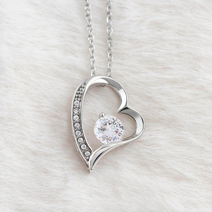 14k Weißgold Halskette mit echter Rose - An meine Mama