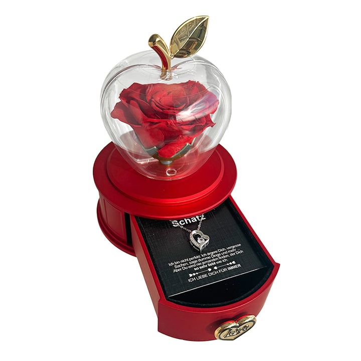 14k Weißgold Halskette - Mit echter Rose - An meinen Schatz