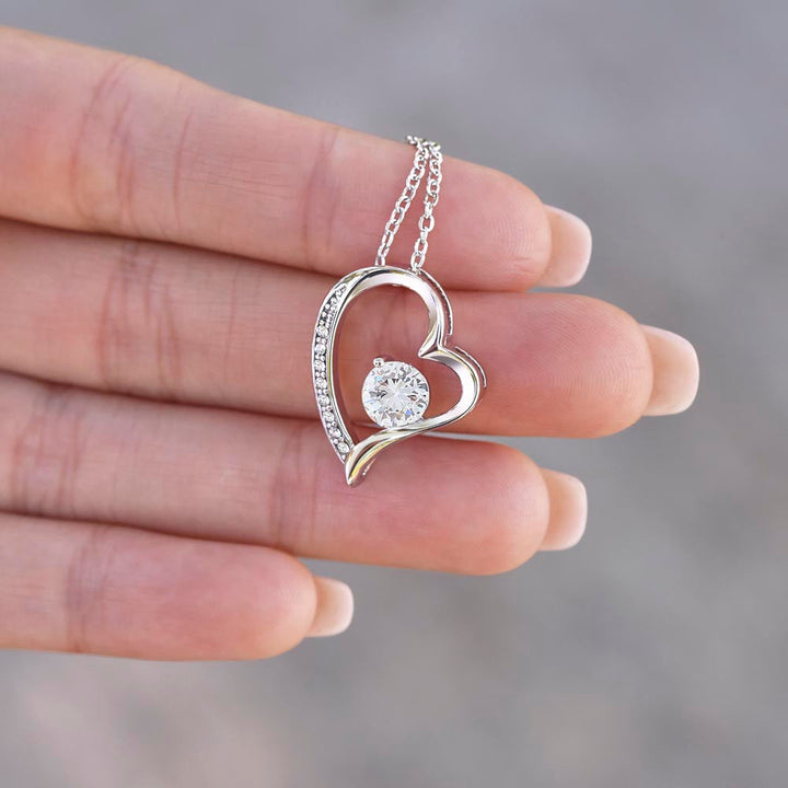 14k Weißgold Halskette mit echter Rose - An meine Mama