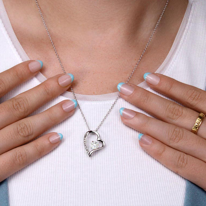 14k Weißgold Halskette mit echter Rose - An meine Mama