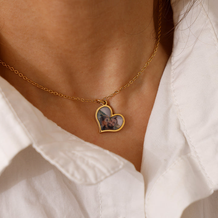 Halskette mit Personalisiertem Foto & echter Rose