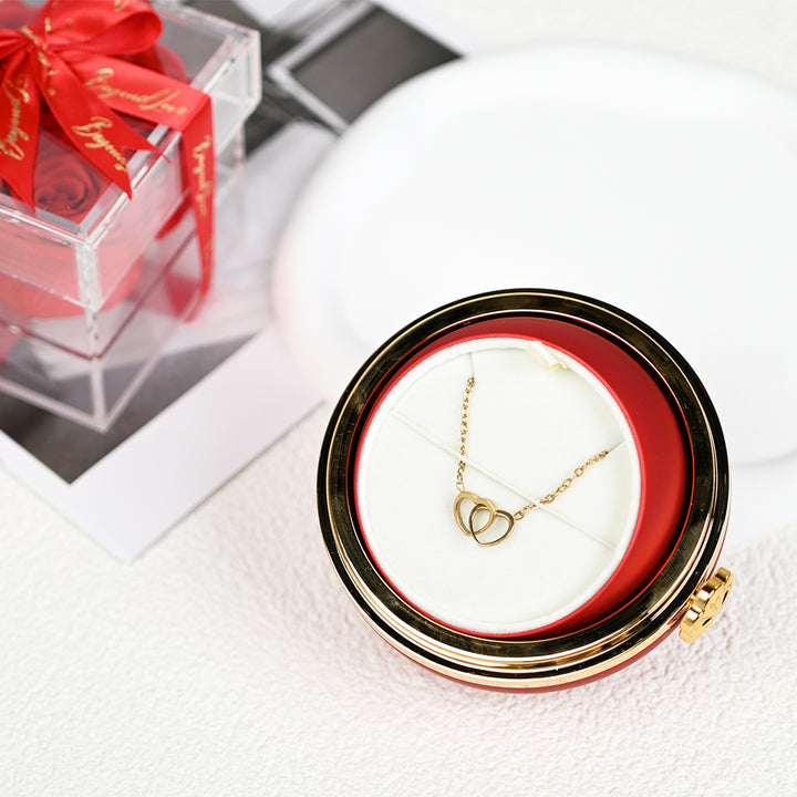 Ewige Rosen Box mit gravierter Halskette - Geschenkset