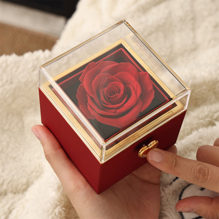 14k Weißgold Halskette mit echter Rose - An meine Mama