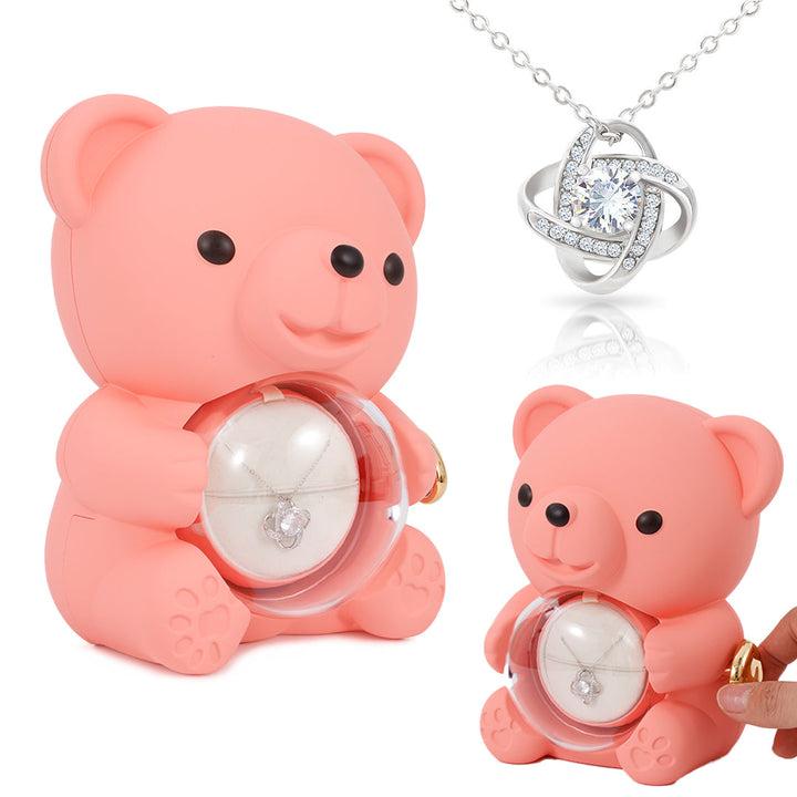 Sterling Silber Halskette - mit echter Rosen Bär Geschenkbox