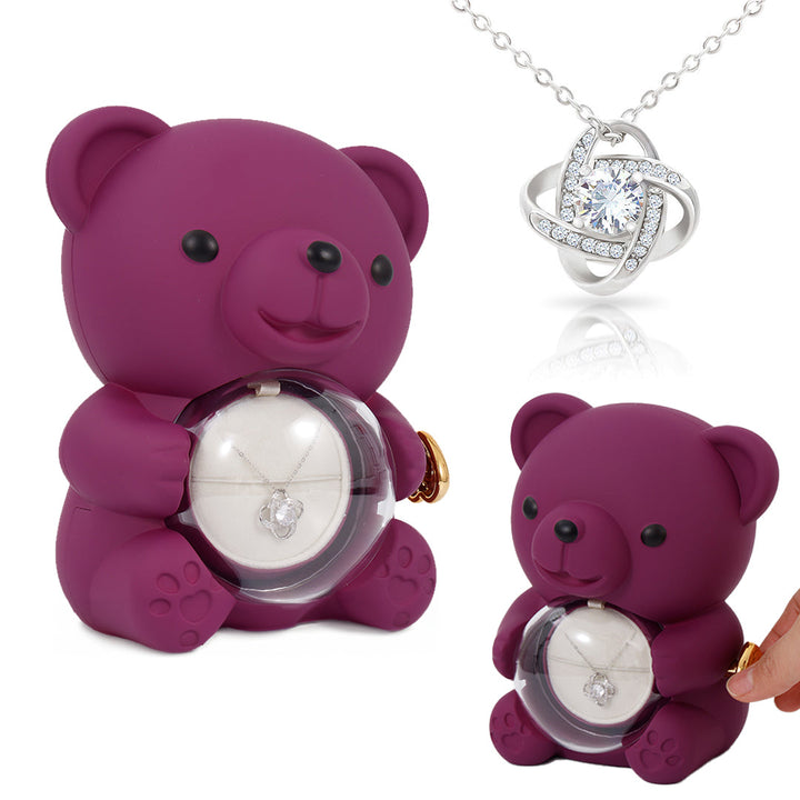 Sterling Silber Halskette - mit echter Rosen Bär Geschenkbox
