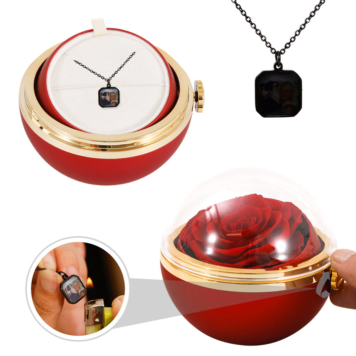 Halskette mit Personalisiertem Foto & echter Rose