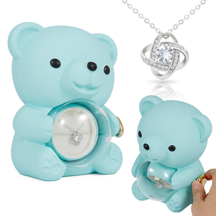 Sterling Silber Halskette - mit echter Rosen Bär Geschenkbox