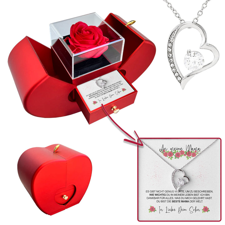 Sterling Silber Halskette - Mit echter Rose - Schwiegermutter