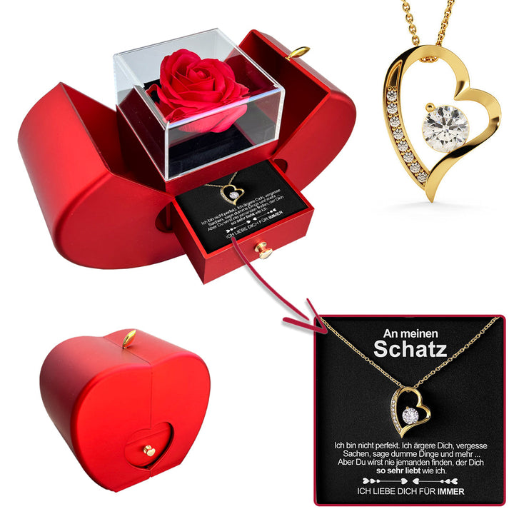 Sterling Silber Halskette - Mit echter Rose - Mein Schatz