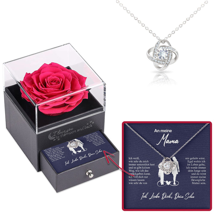 Sterling Silber Halskette mit Rosen Geschenkbox - An meine Mama