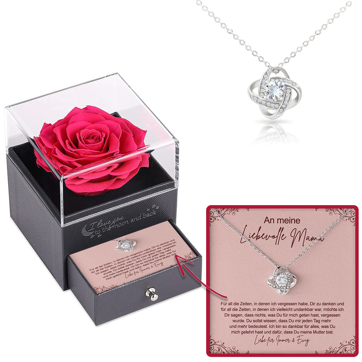 Sterling Silber Halskette mit Rosen Geschenkbox - Liebevolle Mama