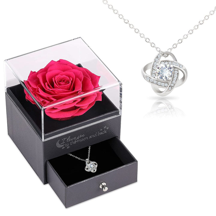 Sterling Silber Halskette mit Rosen Geschenkbox