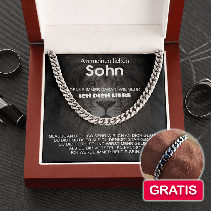Cuban Chain an meinen Sohn - Glaube an dich + Armband GRATIS
