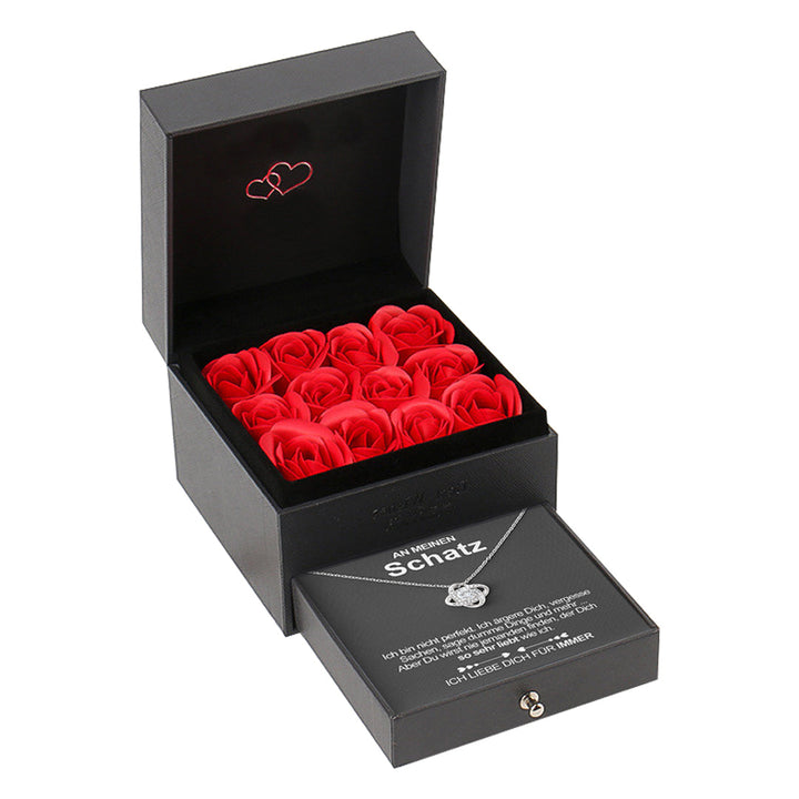 Sterling Silber Halskette mit Rosenbox - An meinen Schatz