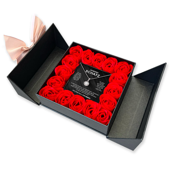 Sterling Silber Halskette - Luxus Rosenbox - An meinen Schatz