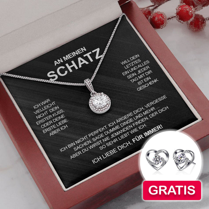 Sterling Silber Halskette Schatz + Ohrringe GRATIS