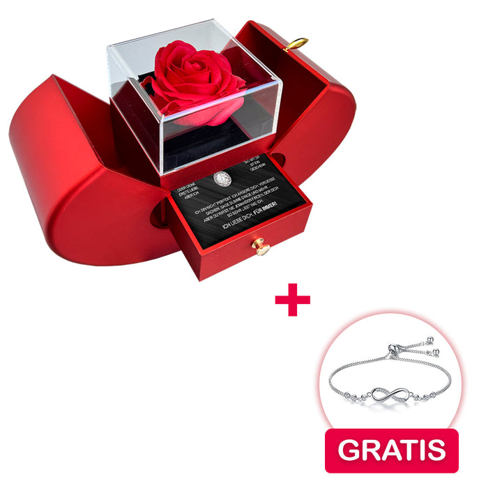 Sterling Silber Halskette mit echter Rose + Armband GRATIS