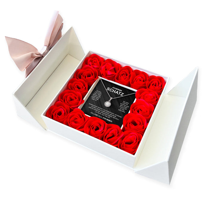 Sterling Silber Halskette - Luxus Rosenbox - An meinen Schatz