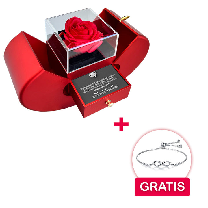 Sterling Silber Halskette mit echter Rose + Armband GRATIS