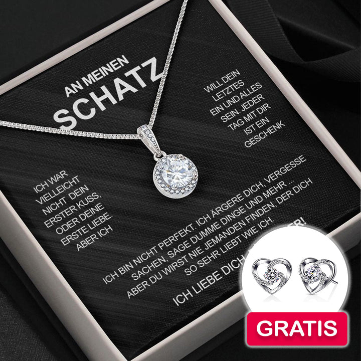 Sterling Silber Halskette Schatz + Ohrringe GRATIS