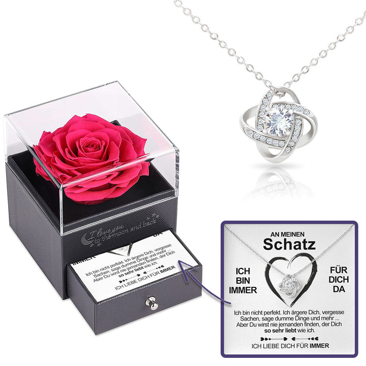 Sterling Silber Halskette mit Rosen Geschenkbox