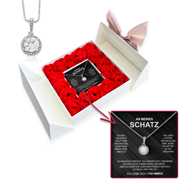 Sterling Silber Halskette - Luxus Rosenbox - An meinen Schatz