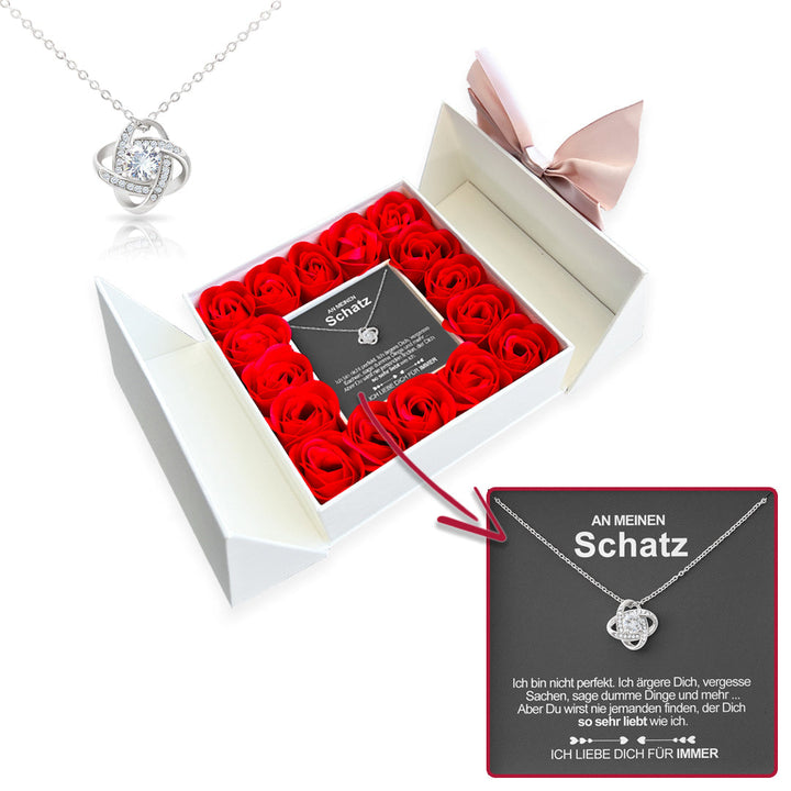 Sterling Silber Halskette - Luxus Rosenbox - An meinen Schatz