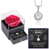 Luxus Silber Halskette mit Rosen Geschenkbox