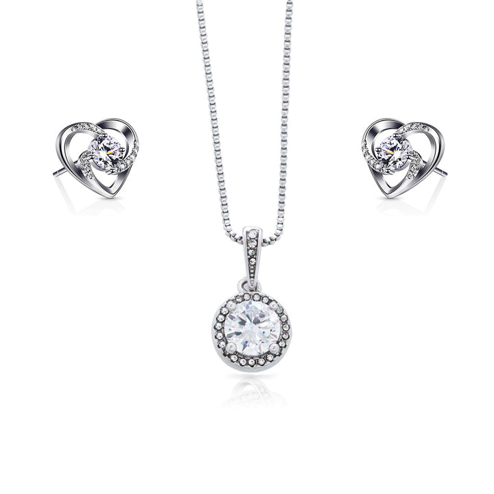 Sterling Silber Halskette & Ohrringe - Rosenbox