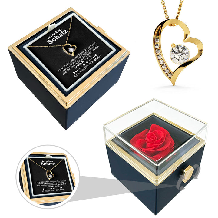Sterling Silber Halskette- echte Rose - An meinen Schatz