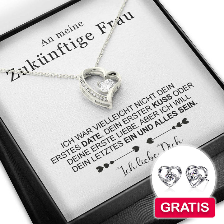 Sterling Silber Halskette Frau + Ohrringe GRATIS