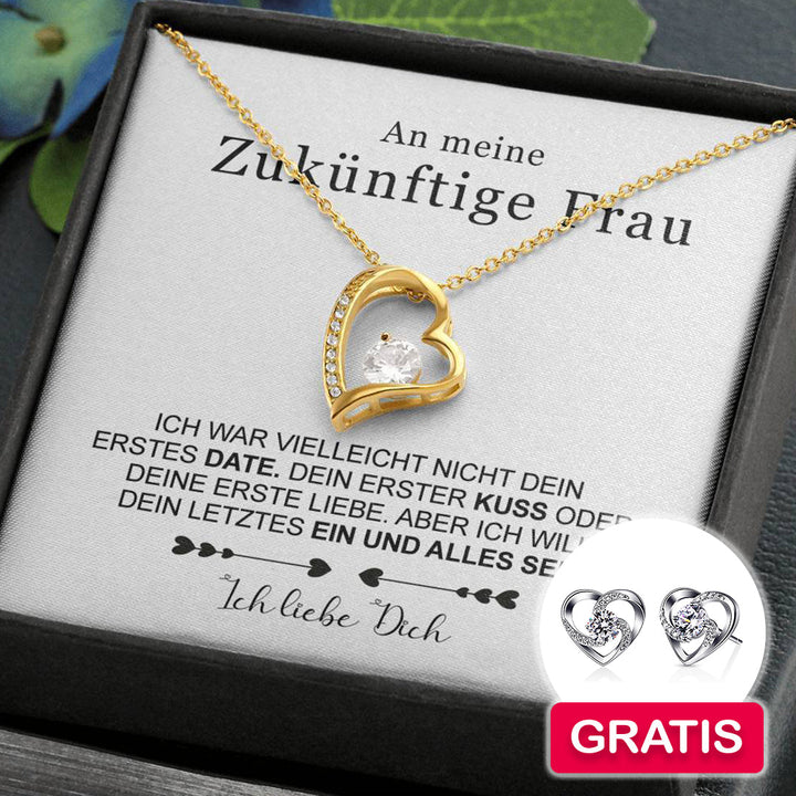 Sterling Silber Halskette Frau + Ohrringe GRATIS