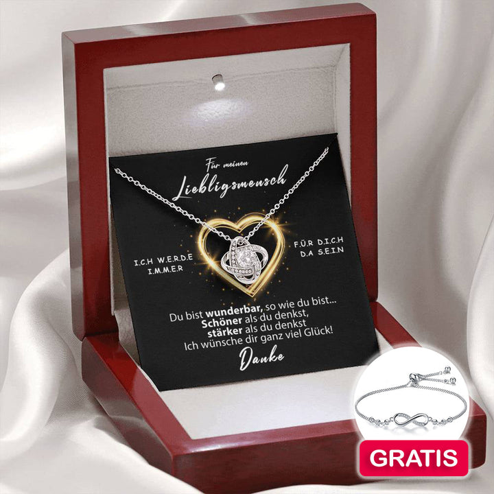 Sterling Silber Halskette - Lieblingsmensch + Armband GRATIS