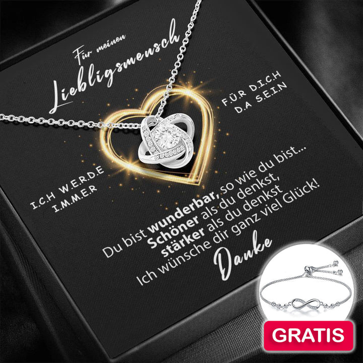 Sterling Silber Halskette - Lieblingsmensch + Armband GRATIS