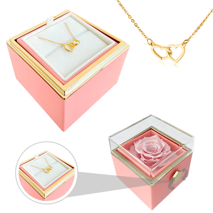 Herz-Halskette mit Namensgravur - Mit echter Rose