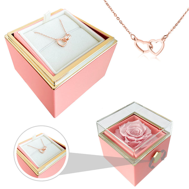 Herz-Halskette mit Namensgravur - Mit echter Rose