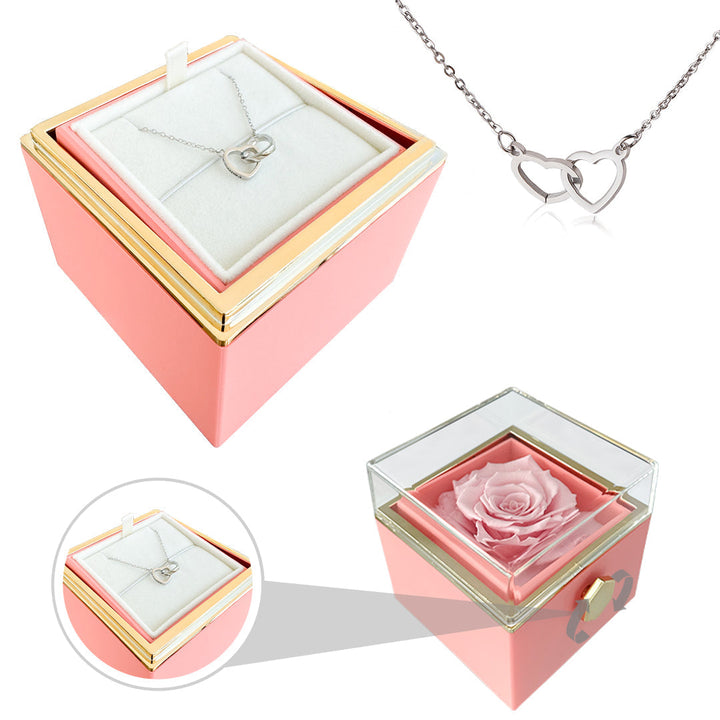 Herz-Halskette mit Namensgravur - Mit echter Rose